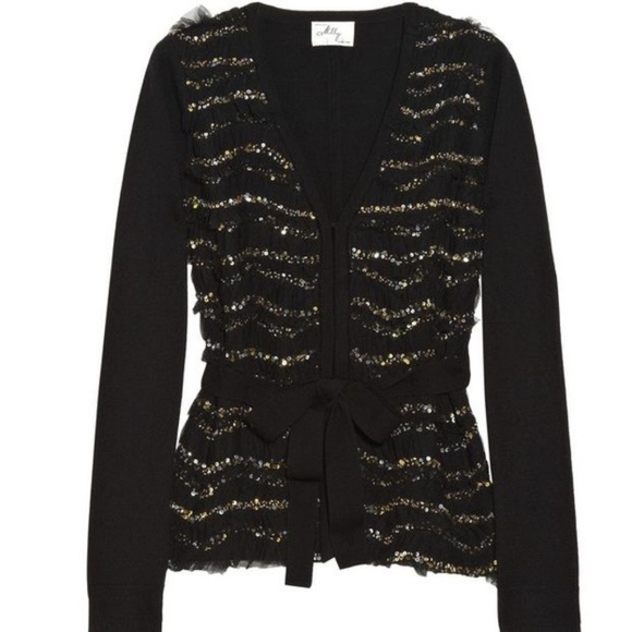 Milly Black Sequin Embellished Striped Car… - Picture 2 of 8